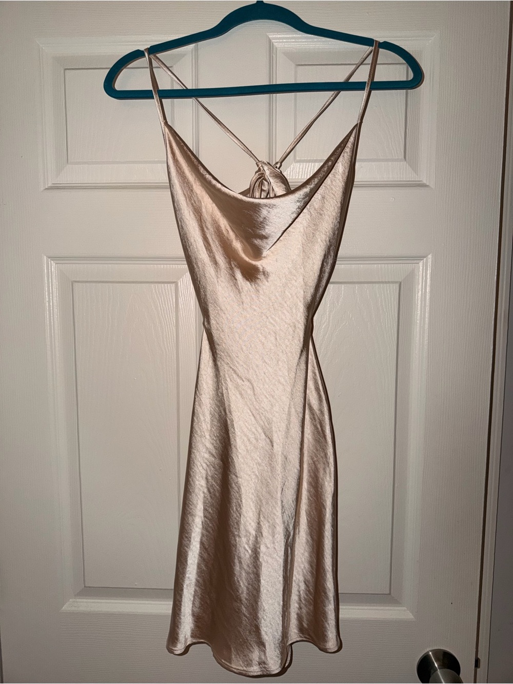 Forever 21 Champagne Satin Cowl-Neck Slip Dress